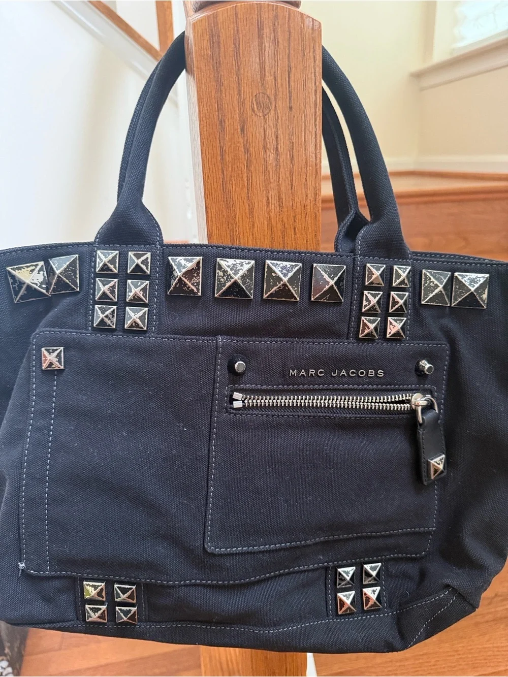 Marc Jacobs Black Canvas Studded Tote